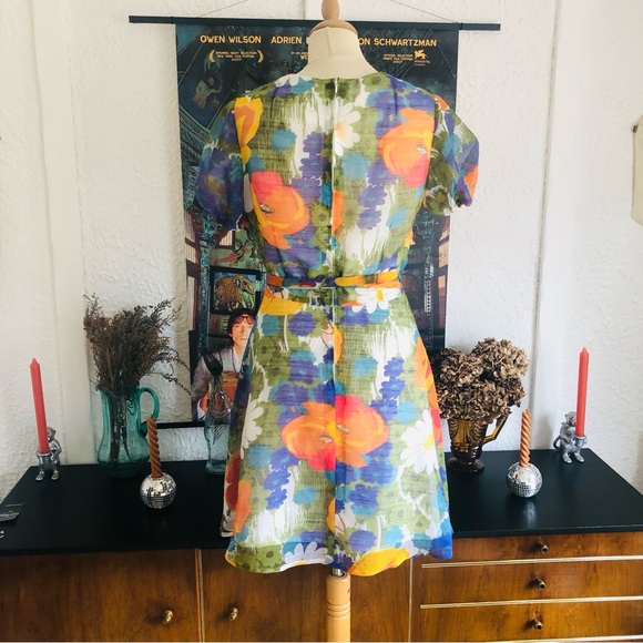 Vintage 1960’s Floral Puff Sleeve Dress Sixties Retro - Picture 3 of 6